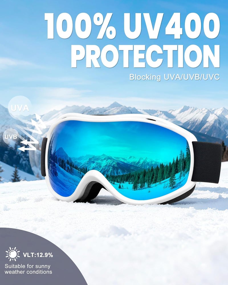 AVV Store Ski Goggles UV Protection, Anti-Fog Snowboard Snow Goggles OTG for Men Women Adults & Youths - Image 3
